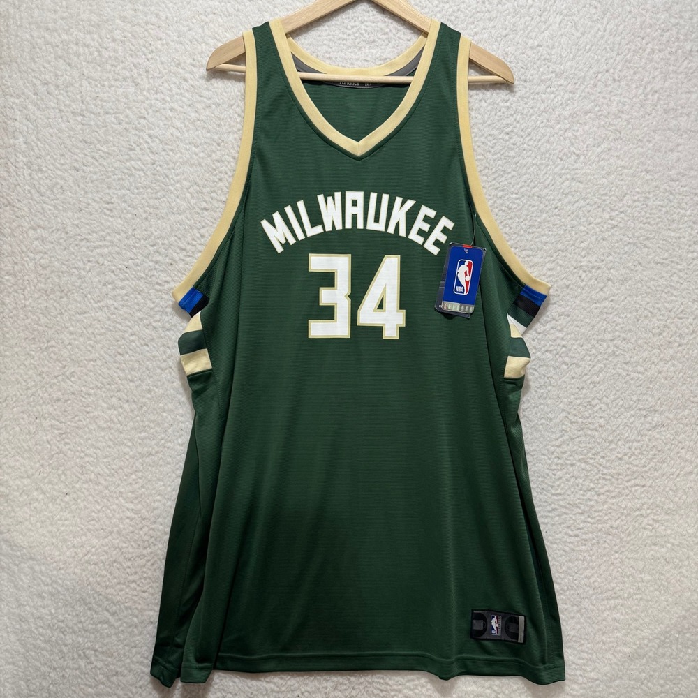 Milwaukee Bucks Giannis Antetokounmpo 34 Green Fanatics Jersey Tall 2XLT